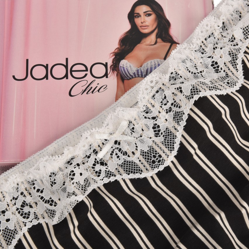 Slip midi Jadea 6323 nero + blu in cotone elasticizzato e pizzo 2 pz
