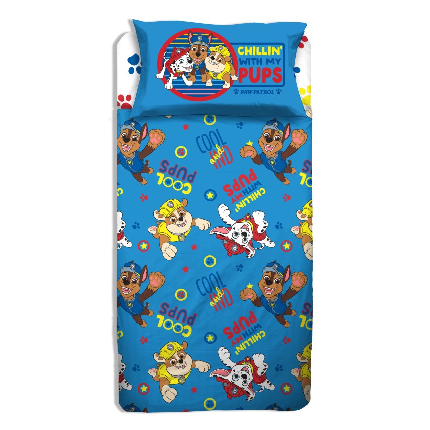 Completo Letto 1 Piazza Paw Patrol 100% cotone