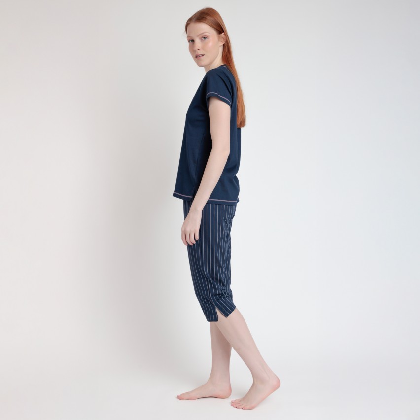 Pigiama donna estivo pantalone capri 100% cotone  Admas 63502