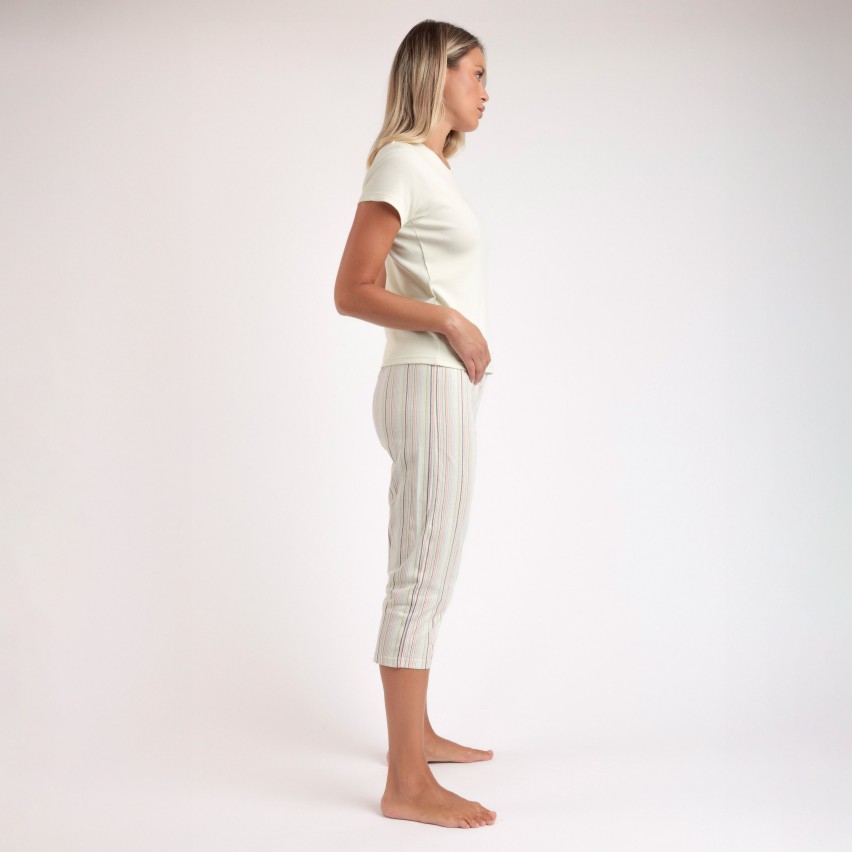 Pigiama Donna in cotone elasticizzato pantalone capri Admas 63568