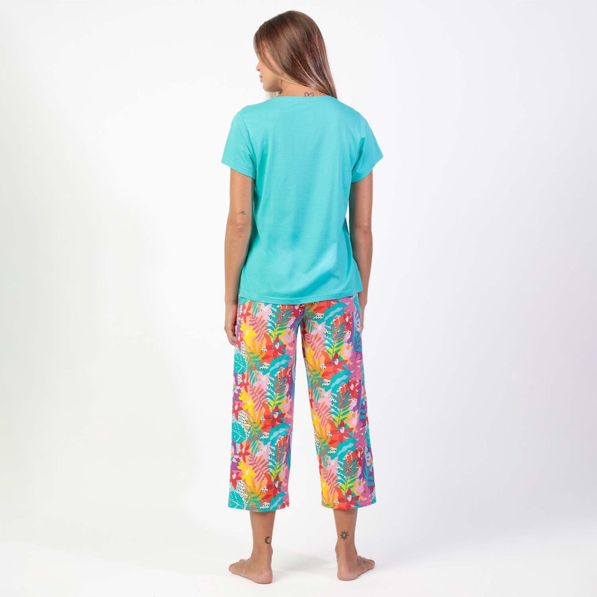 Pigiama donna tropicale pantalone capri Admas 64123