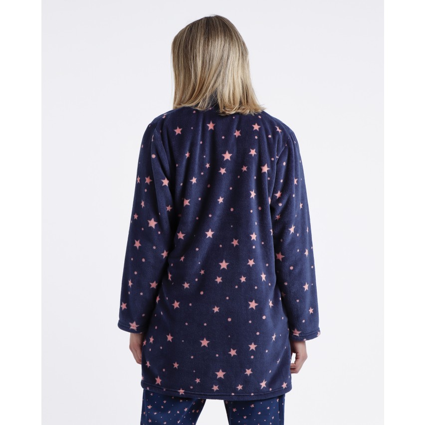 Vestaglia donna blu con stelle Admas in pile coral Admas 67020