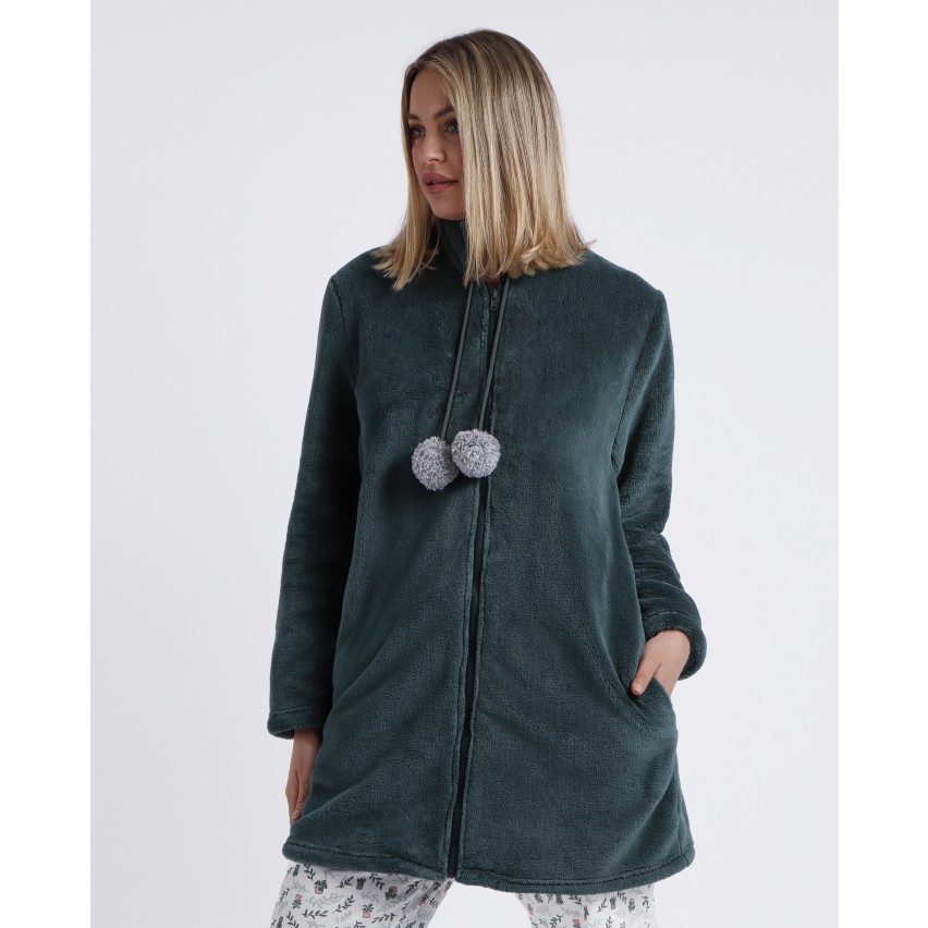 Vestaglia caldissimo coral verde con pon-pon Admas 67036