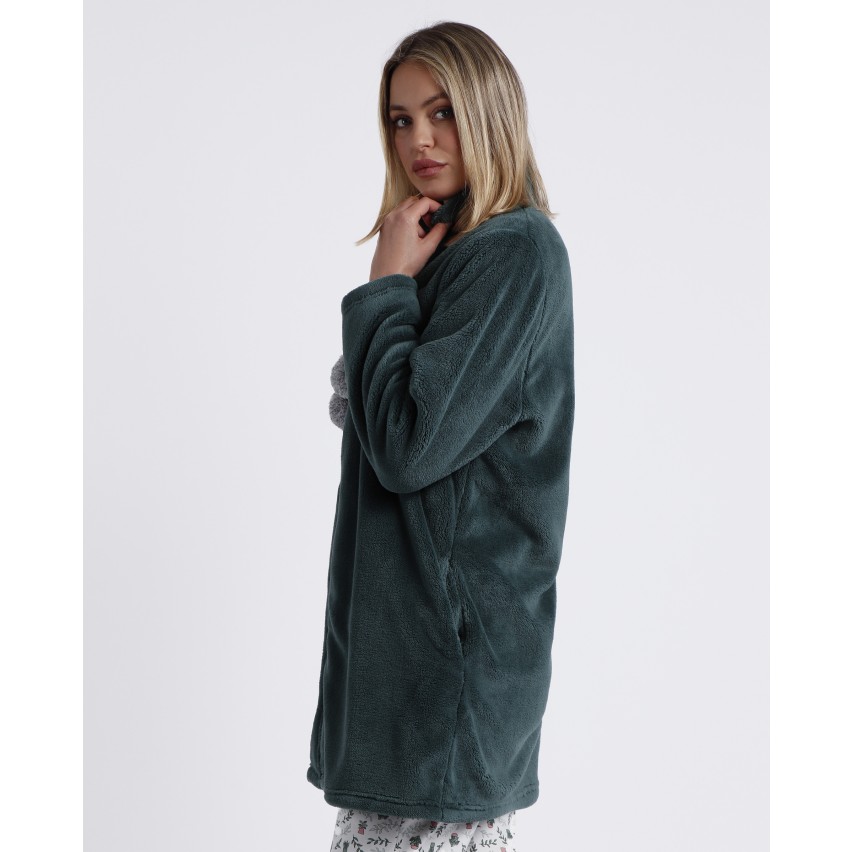 Vestaglia caldissimo coral verde con pon-pon Admas 67036