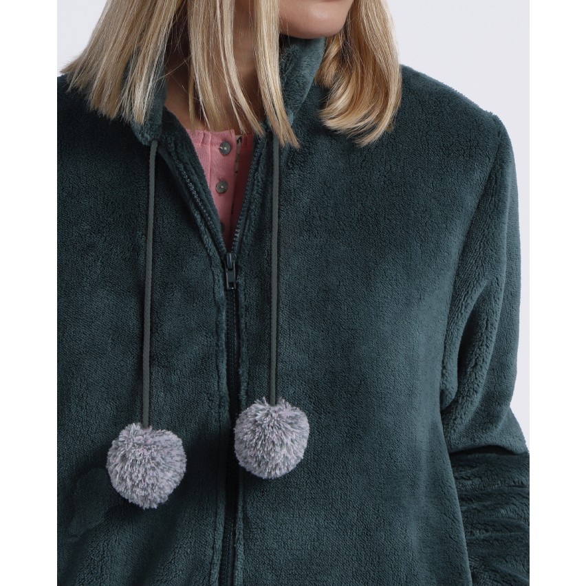 Vestaglia caldissimo coral verde con pon-pon Admas 67036