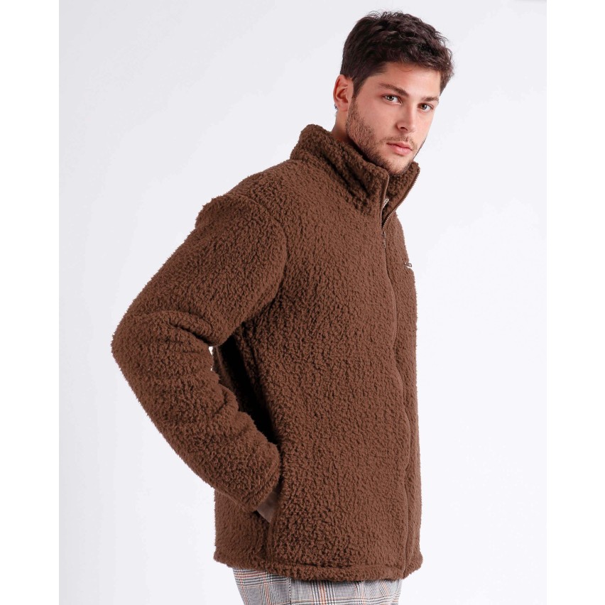 Giacca uomo a collo alto camel in sherpa Admas 67066