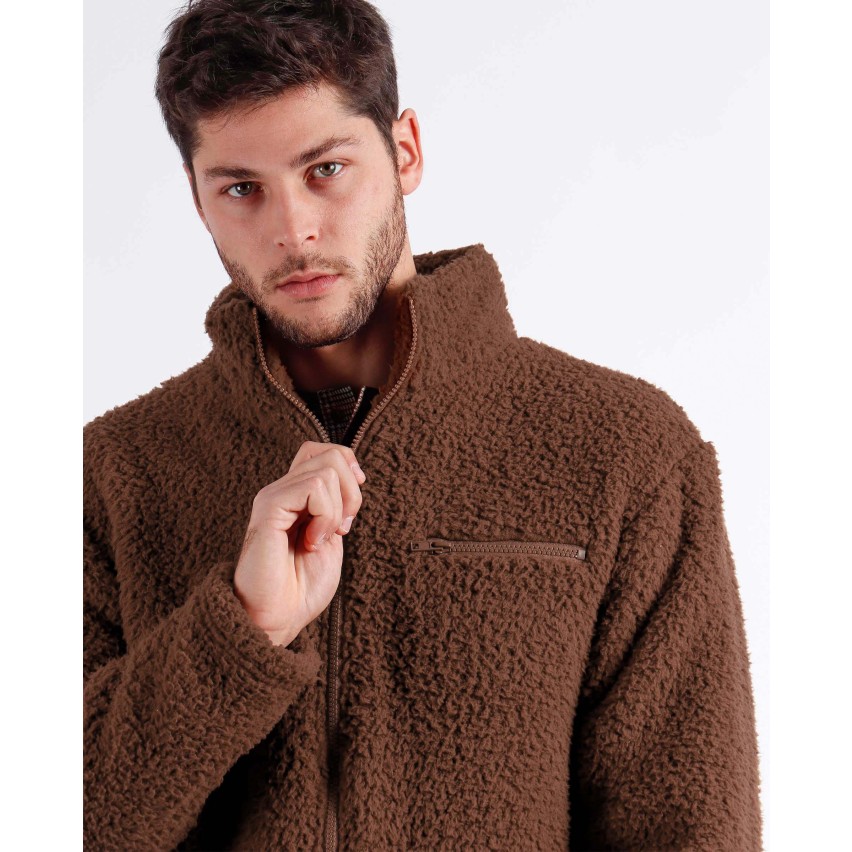 Giacca uomo a collo alto camel in sherpa Admas 67066