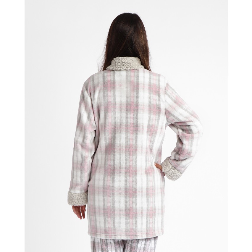 Vestaglia con zip a collo alto in coral a quadri Admas 67073