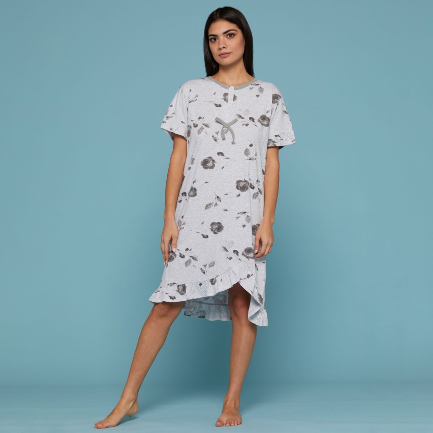 Camicia da notte Cippi 6746-B-S23 estiva cotone grigio melange