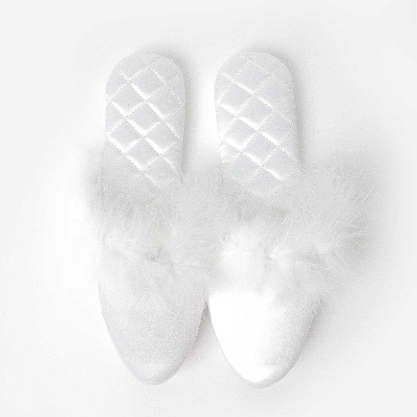 Pantofole donna sposa raso e piume Admas 69124