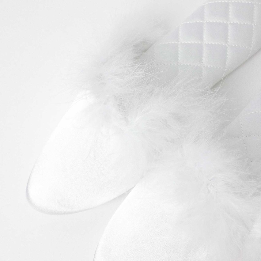 Pantofole donna sposa raso e piume Admas 69124