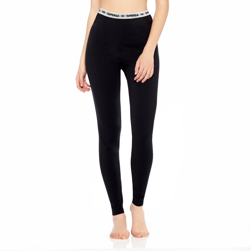 Leggings donna a vita alta con elastico loggato Superga D762