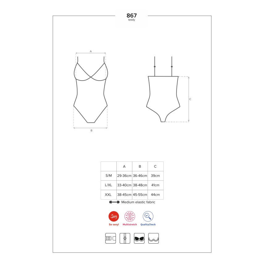 Body sexy Obsessive 867-TED-1 Teddy trasparente in pizzo