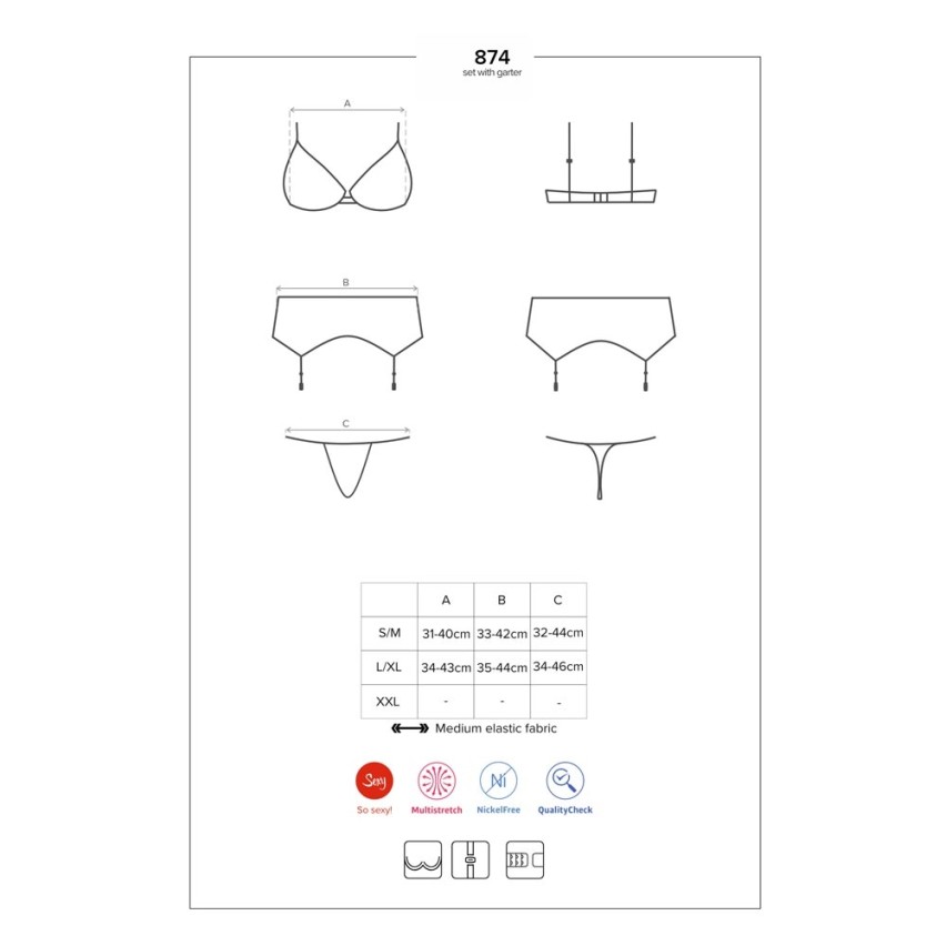 Sexy coordinato reggiseno + reggicalze + perizoma Obsessive 874-seg-2