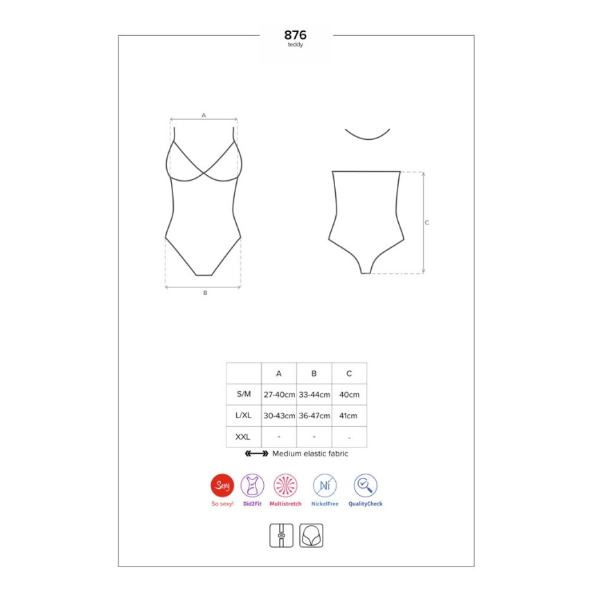 Body sexy Obsessive articolo 876-TED-1 trasparente pois