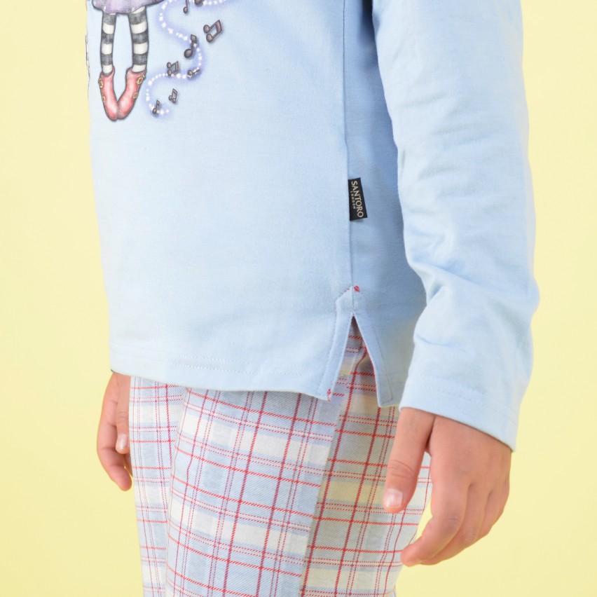 Pigiama bambina invernale Santoro Gorjuss 56621 caldo cotone celeste