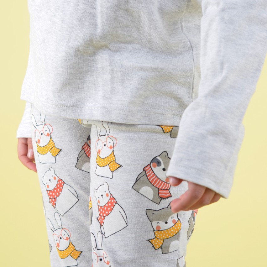 Pigiama bambina invernale orsacchiotto 56206 grigio Admas caldo cotone