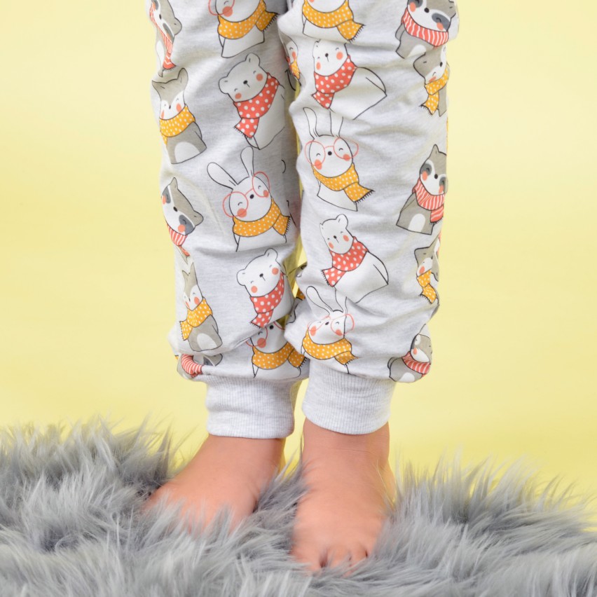 Pigiama bambina invernale orsacchiotto 56206 grigio Admas caldo cotone