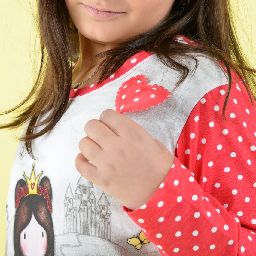 Pigiama bambina invernale Santoro Gorjuss 56619 caldo cotone pois