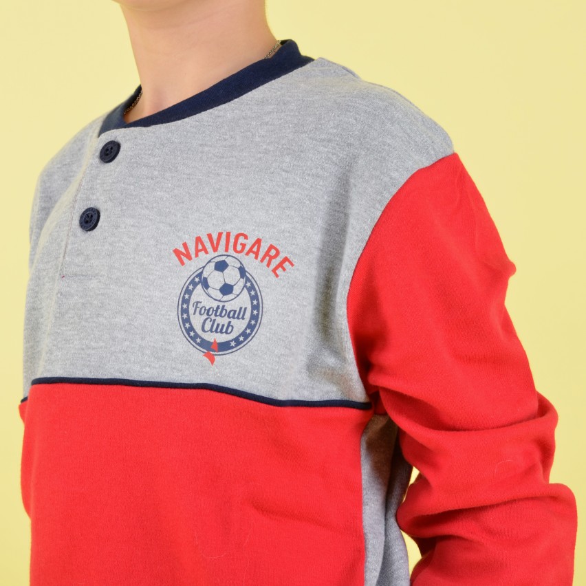 Pigiama bambino ragazzo Navigare B215656 caldo cotone grigio melange