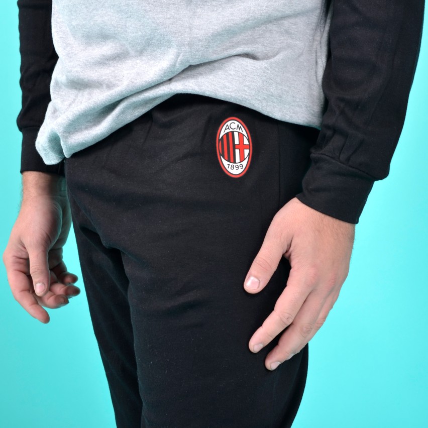 Pigiama uomo AC Milan serafino caldo cotone B2MI14130 grigio melange