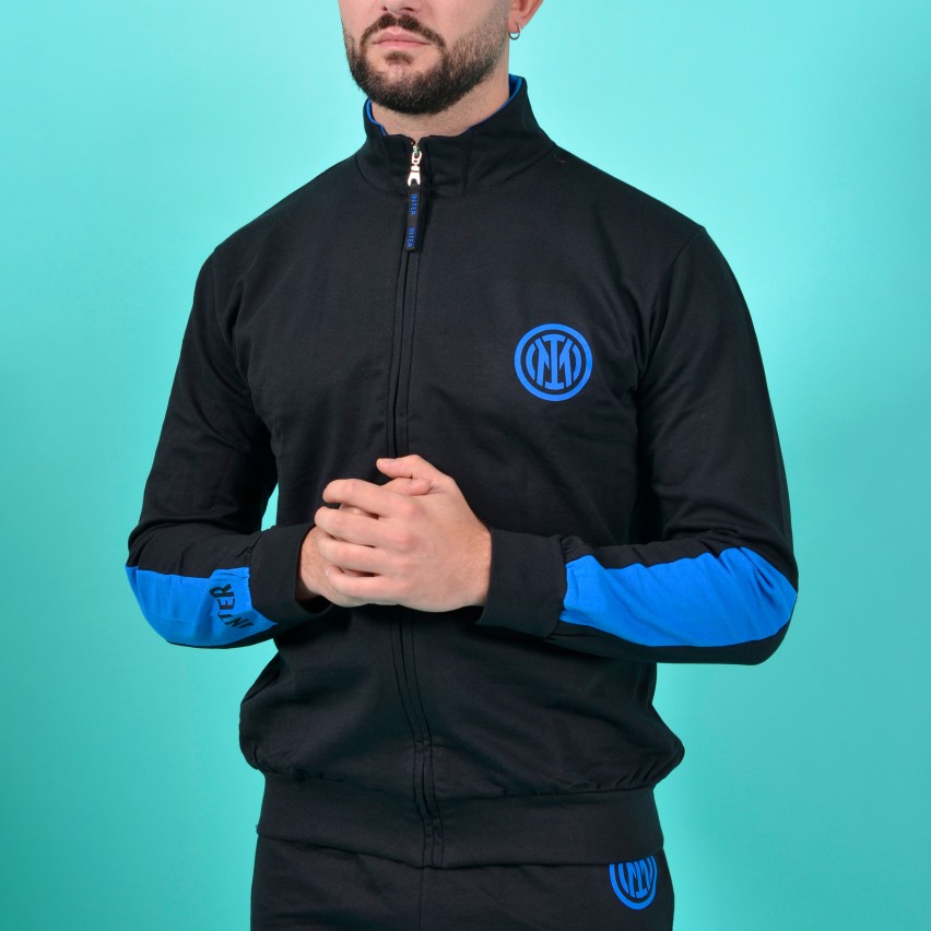 Pigiama uomo Inter ufficiale cotone felpato B2IN14133 nero