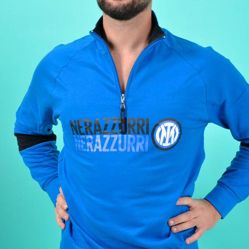 Pigiama uomo Inter ufficiale cotone felpato B2IN14132 royal