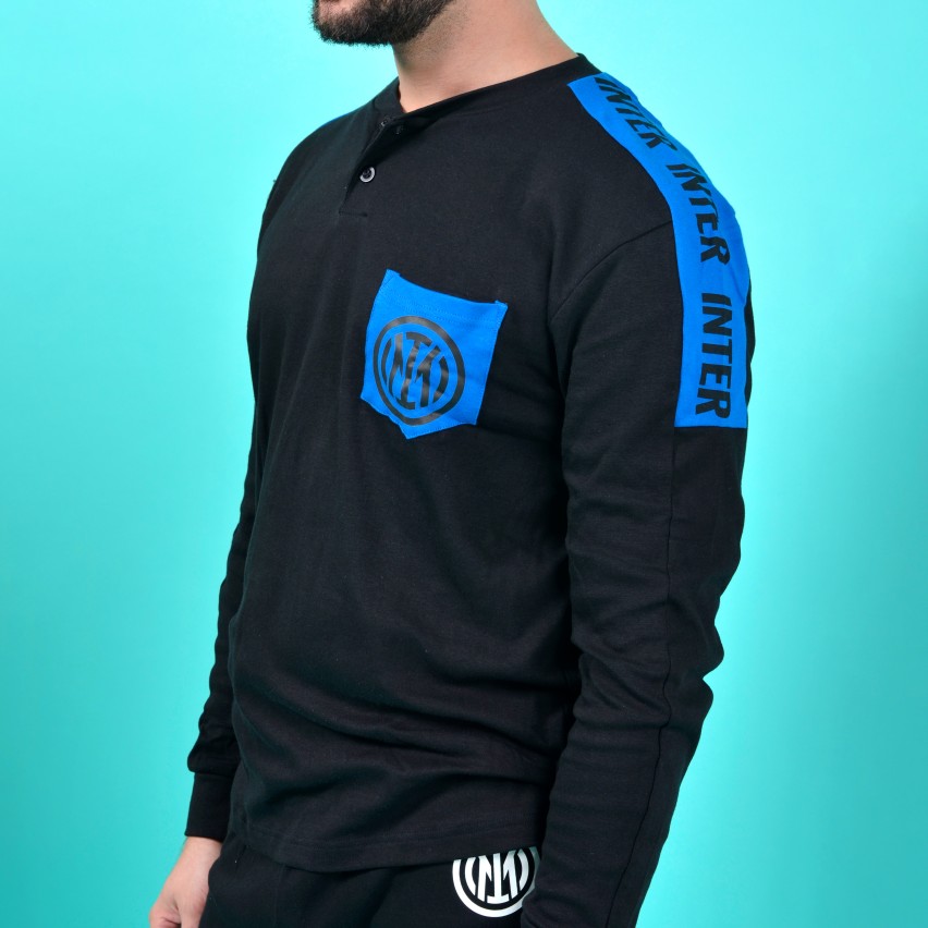 Pigiama uomo Inter B2IN14131 caldo cotone interlock nero
