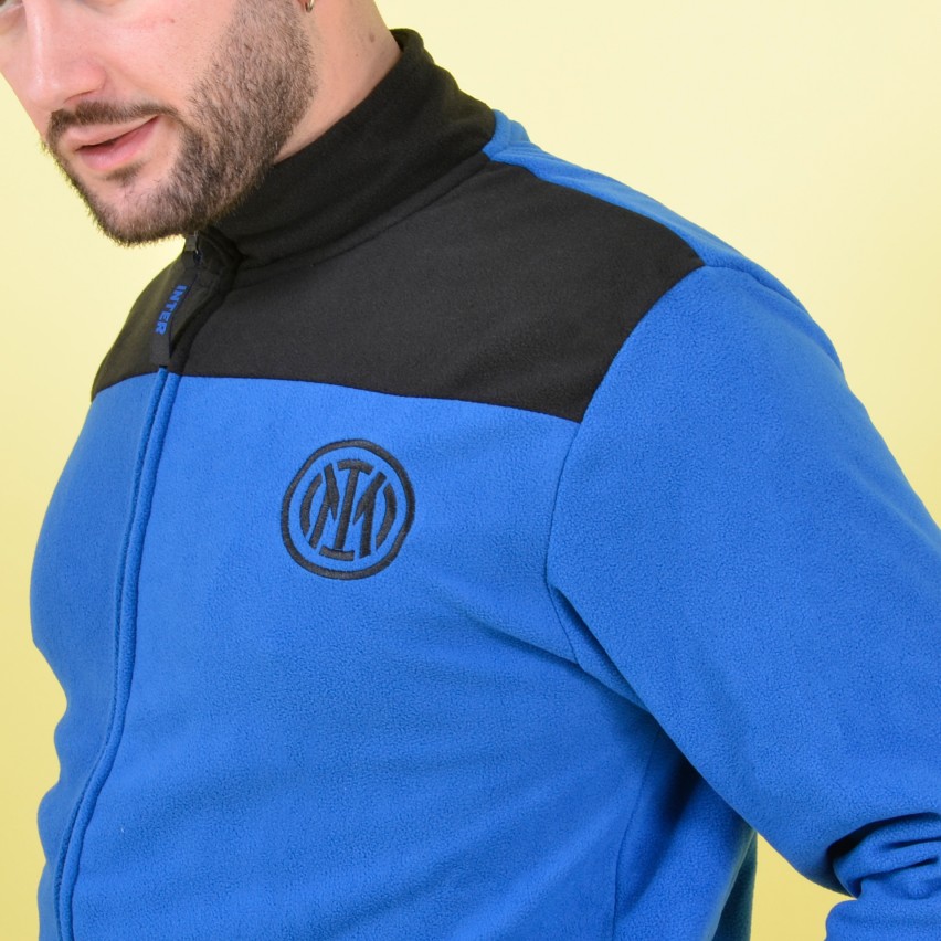 Pigiama sportivo con giacca zip a collo alto Inter in pile 14134 nero