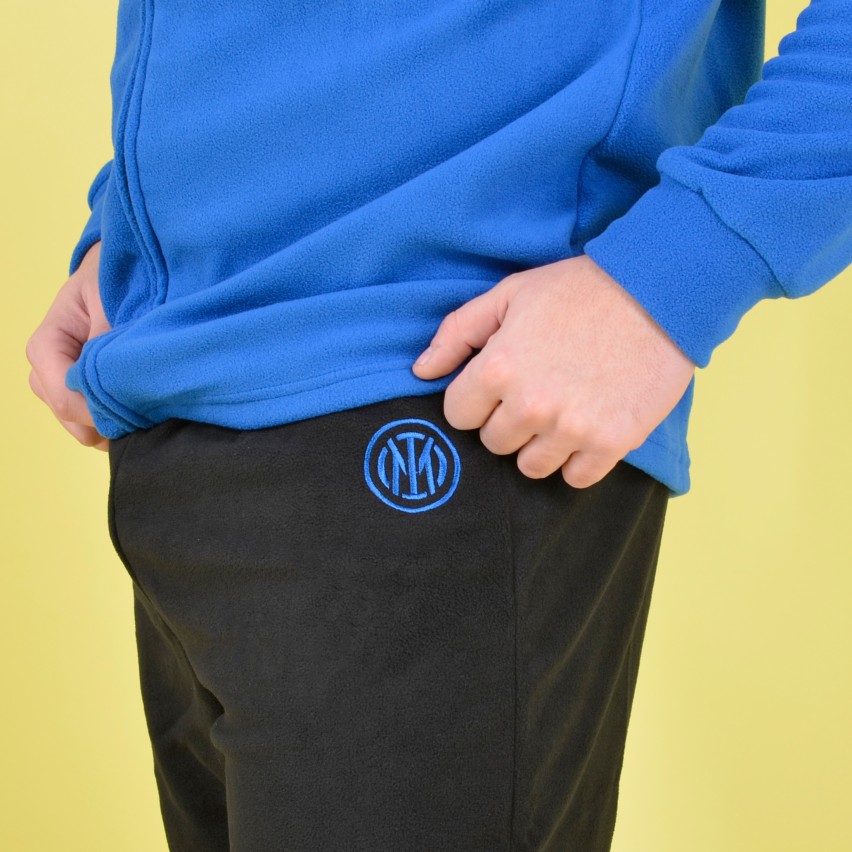 Pigiama sportivo con giacca zip a collo alto Inter in pile 14134 nero