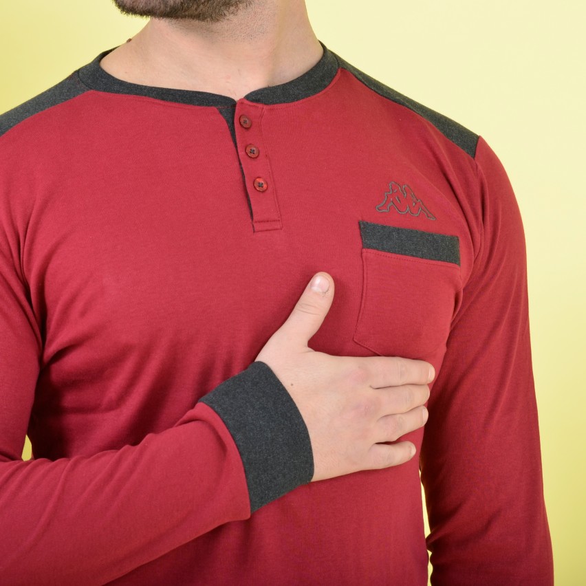 Pigiama uomo invernale caldo cotone Kappa grigio bordeaux 22102