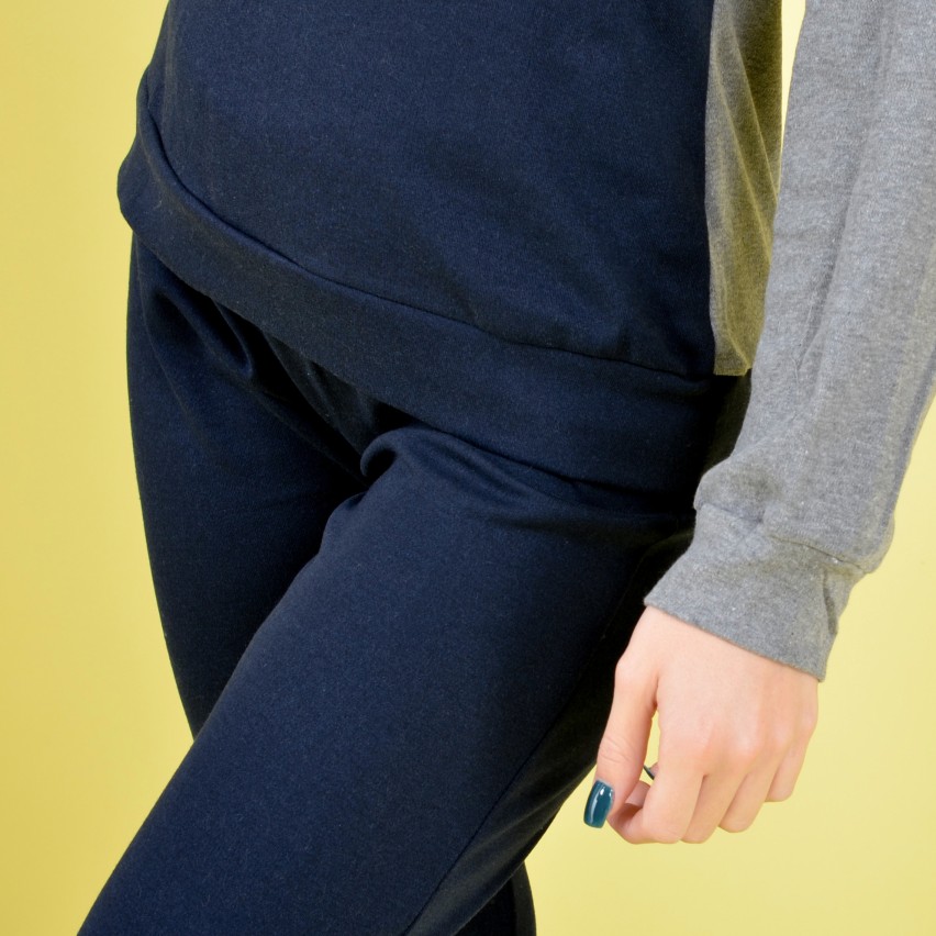Pigiama donna caldo cotone Ambro D6020.22 var B grigio blu