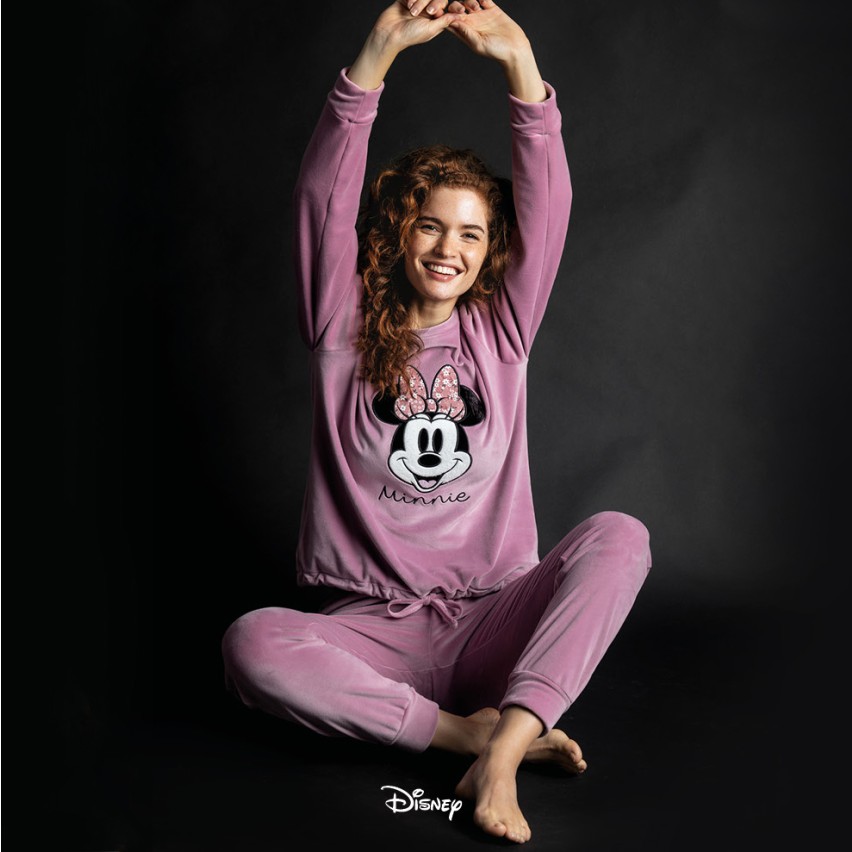 Pigiama donna Disney 56975 MInnie invernale in velluto