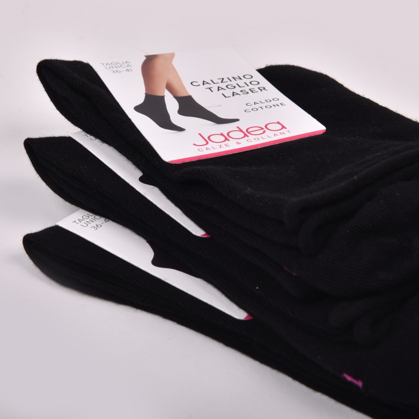 Calzini taglio laser donna Jadea JB8001 caldo cotone nere 3 paia 