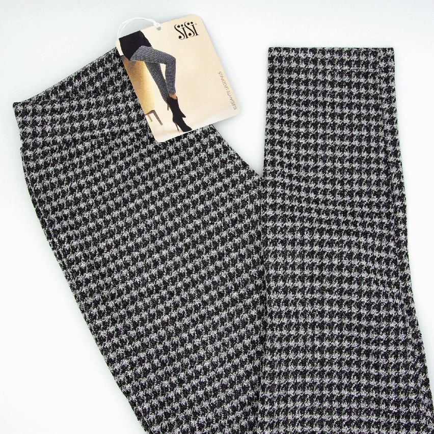 Leggings pantalone donna Sisi Elegante pied de poule viscosa