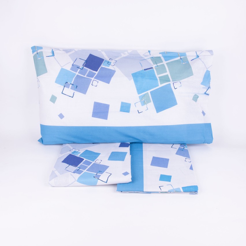 Completo letto Pompea Balance lenzuola sopra sotto con angoli federa blu