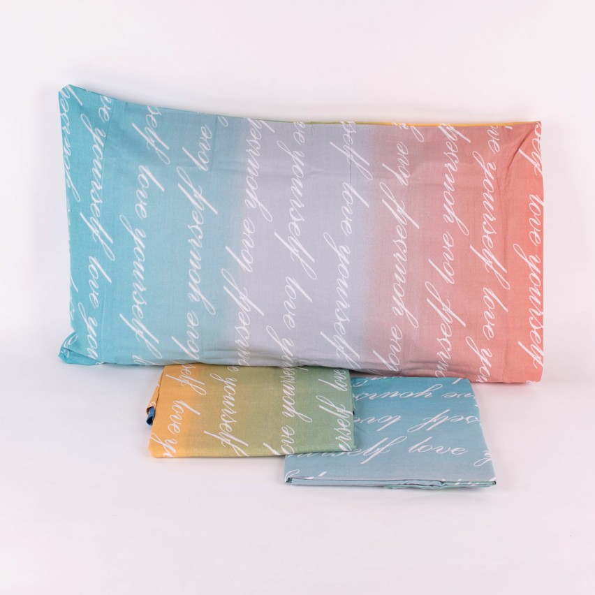 Completo letto Pompea Lettere lenzuola sopra sotto con angoli federa multicolore