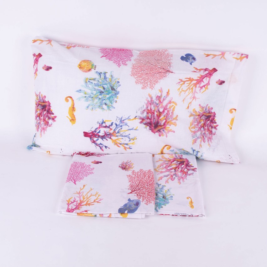 Completo letto Pompea Oceano lenzuola sopra sotto con angoli federa rosso