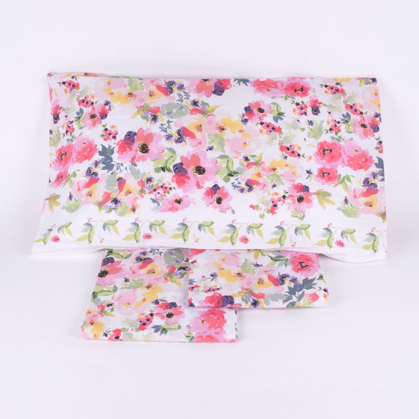 Completo letto singolo Pompea Prime lenzuola sopra sotto con angoli federa rosa