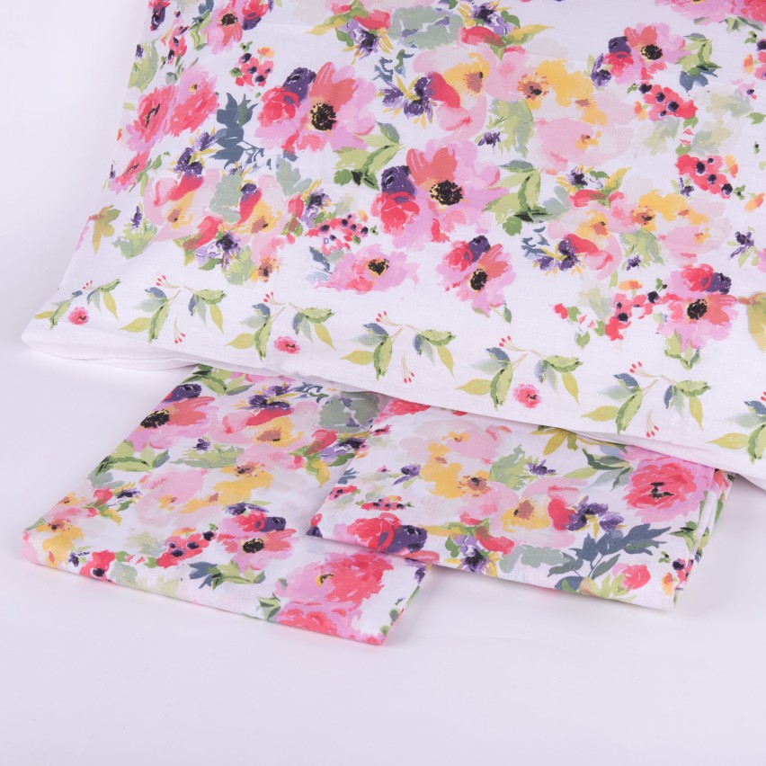 Completo letto singolo Pompea Prime lenzuola sopra sotto con angoli federa rosa