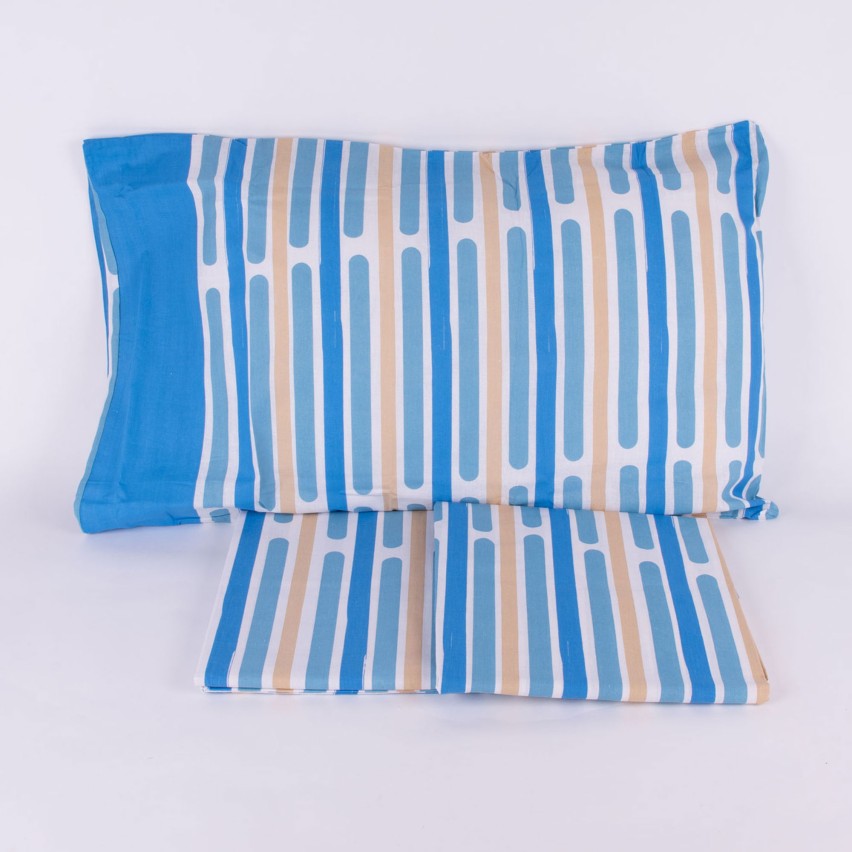 Completo letto Pompea Rule lenzuola sopra sotto con angoli federa azzurro