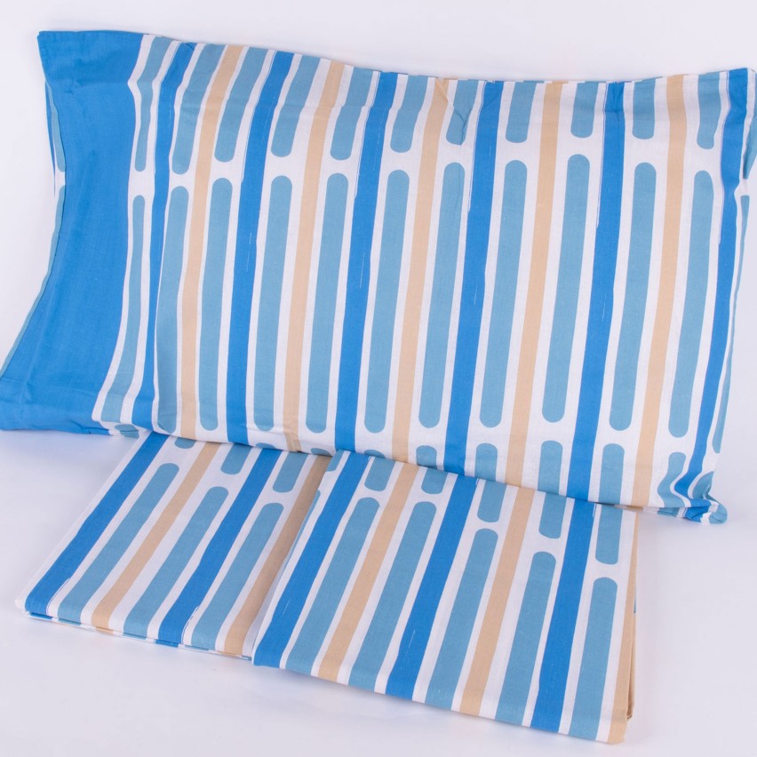 Completo letto Pompea Rule lenzuola sopra sotto con angoli federa azzurro