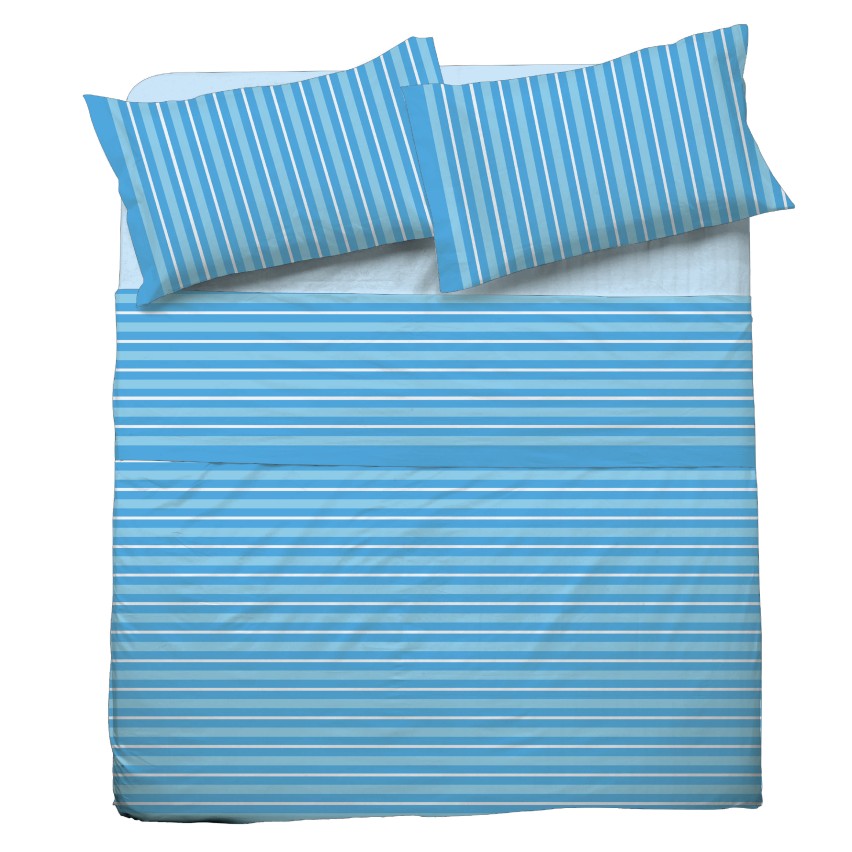 Completo letto Pompea Tidy lenzuola sopra sotto con angoli federa azzurro
