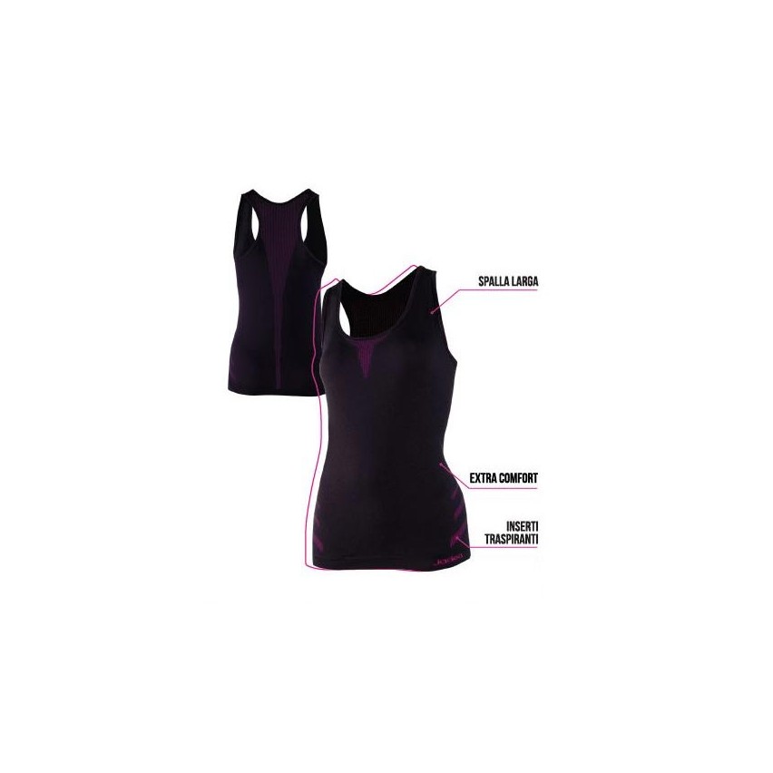 Canotta donna sportiva Jadea fitness 212685 traspirante nero / lime