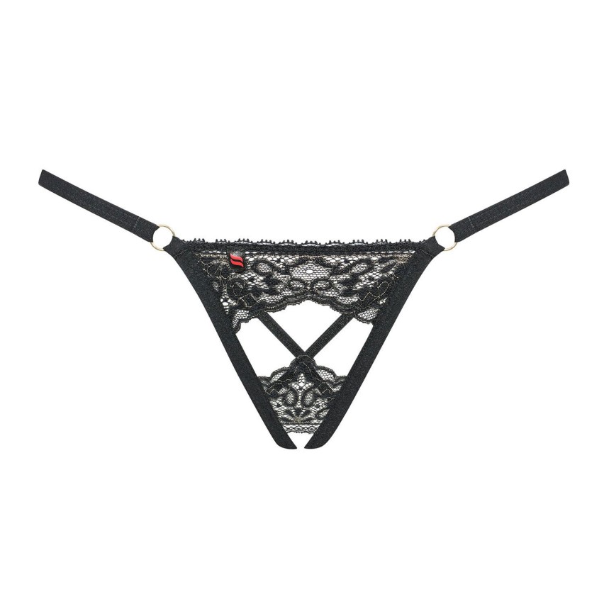 Sexy set perizoma cavello aperto + copri capezzoli Obsessive A753 + Meshlove