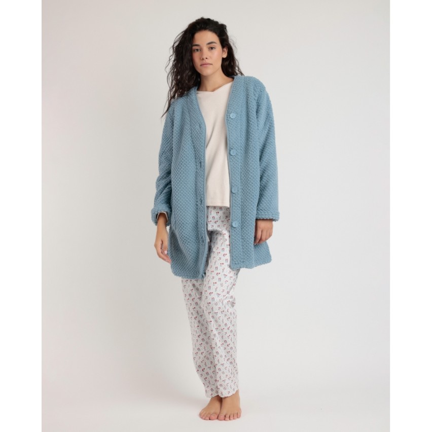 Giacca da camera donna con bottoni in pile sherpa Admas 67129
