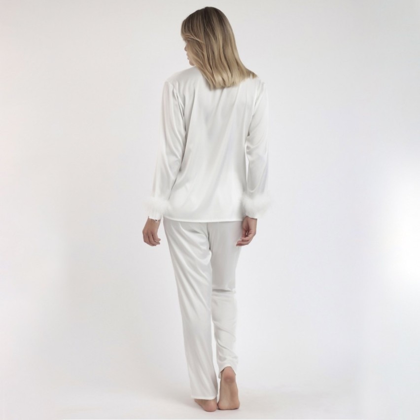 Pigiama donna elegante in raso con piume Admas 62550