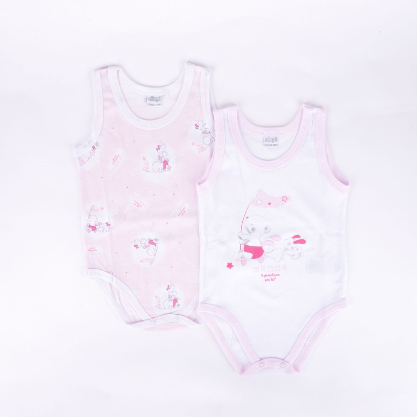 Body neonato Ellepi AF5214 fantasia spalla larga cotone 2 pz