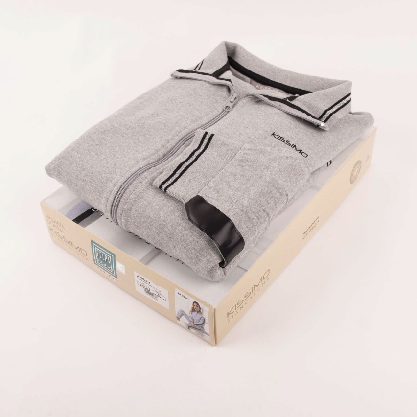 Tuta pigiama donna con zip cotone felpato Biancaluna D2014 grigio