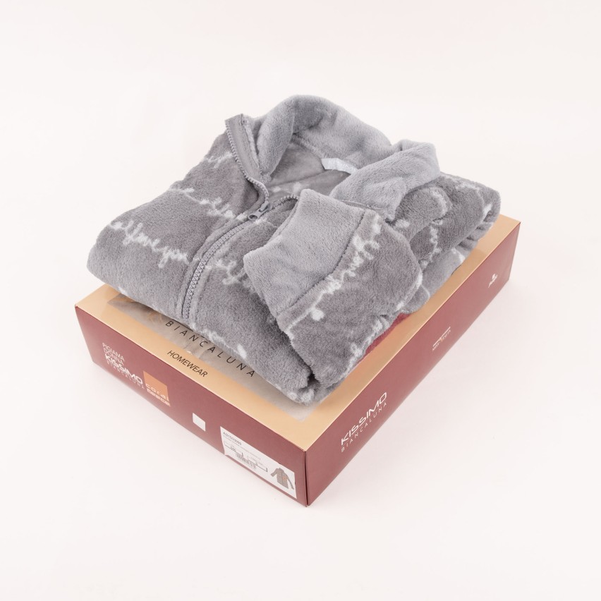 Giacca vestaglia donna con zip a collo alto coral Biancaluna 33009 grigio